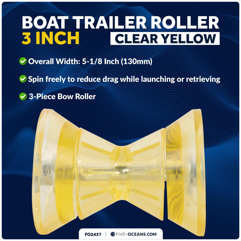 Five Oceans 3-Inch Boat Trailer Roller - Marine Boat Roller for Trailer, Clear Yellow Bow Boat Roller Poly - FO2457 - Image 2